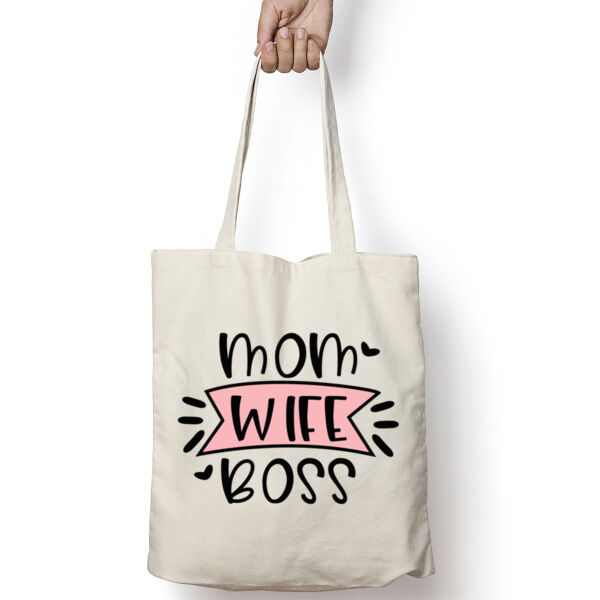 Mom Wife Boss Tote Bag Thumbnail